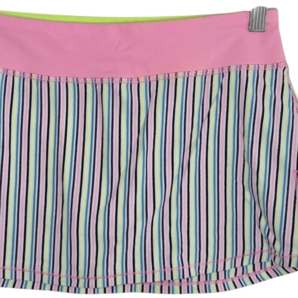 Ivivva Pink Blue Yellow Black Striped Skort Girls Size 14
